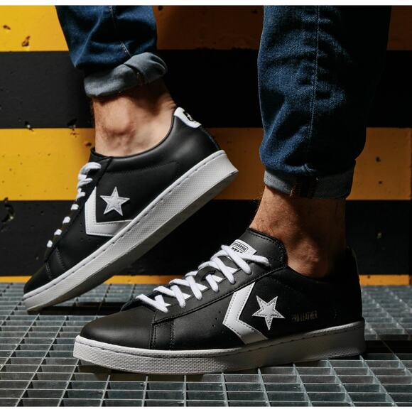 CONVERSE Pro Leather Low Black White Sneakers 167238C Lace Up Unisex M4 W5.5 - Picture 2 of 10